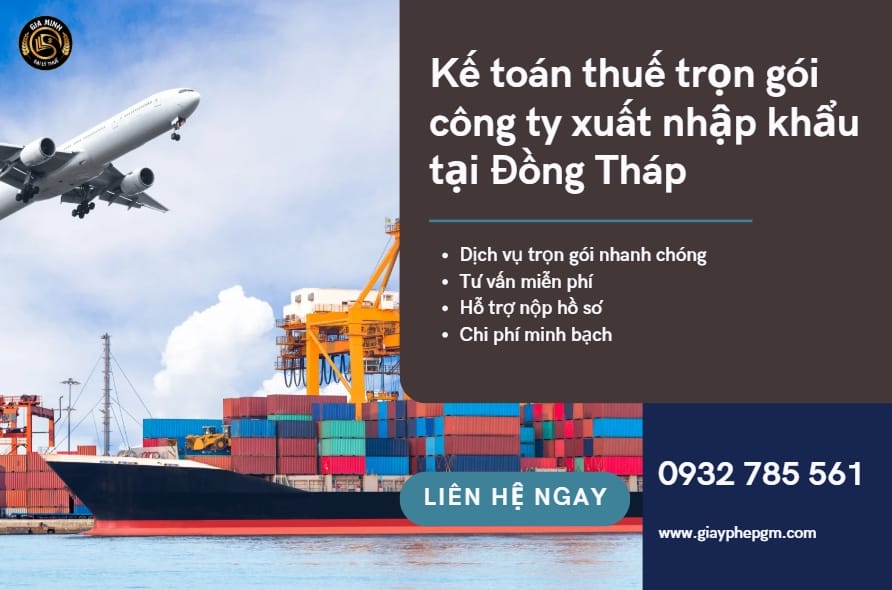 Kế toán thuế trọn gói công ty xuất nhập khẩu tại Đồng Tháp