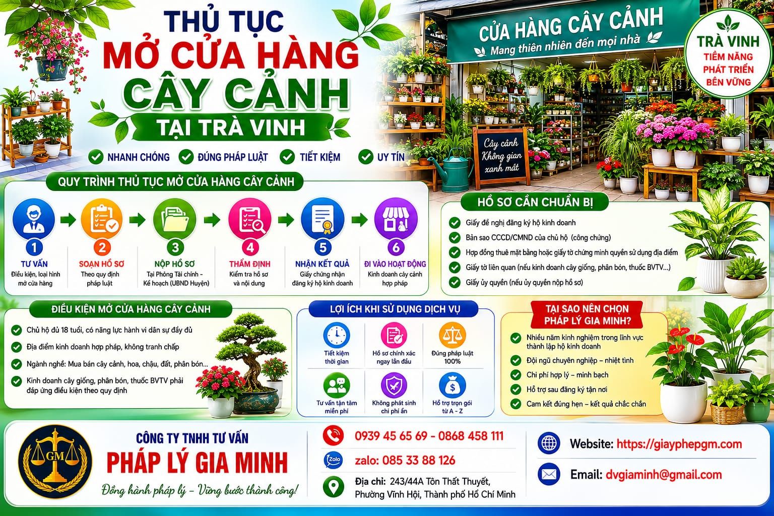 Thủ tục mở cửa hàng cây cảnh tại Trà Vinh
