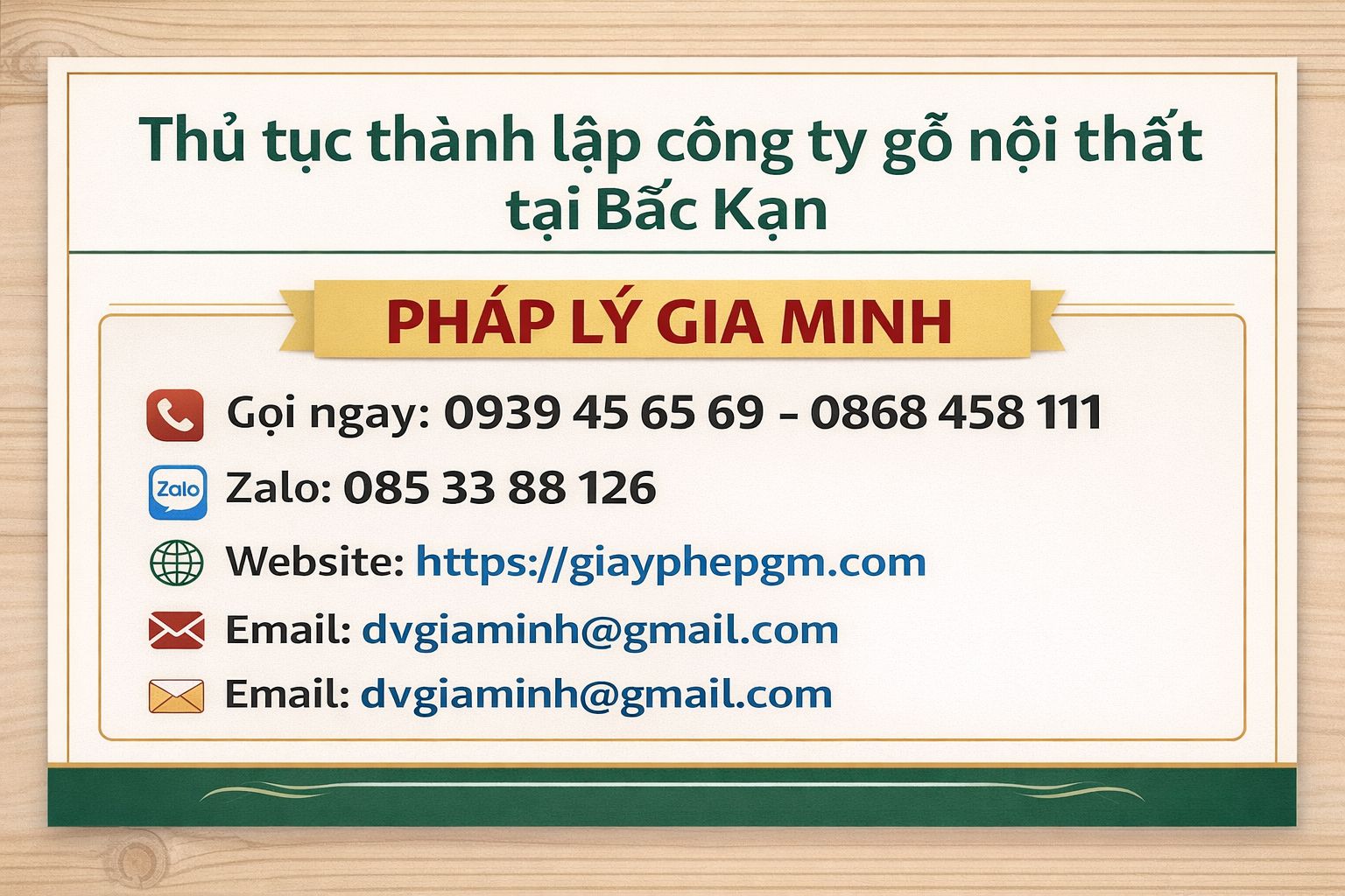 Thủ tục thành lập công ty gỗ nội thất tại Bắc Kạn
