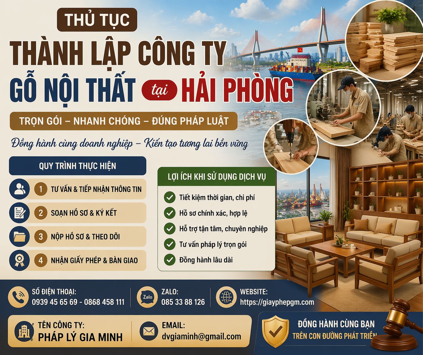 Thành lập công ty sản xuất đồ gỗ nội thất tại Hải Phòng trọn gói – Pháp lý chuẩn cho xưởng gỗ 9 Thủ tục thành lập công ty gỗ nội thất tại Hải Phòng