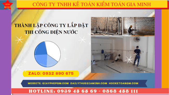 Điều kiện thủ tục thành lâp công ty lắp đặt thi công điện nước