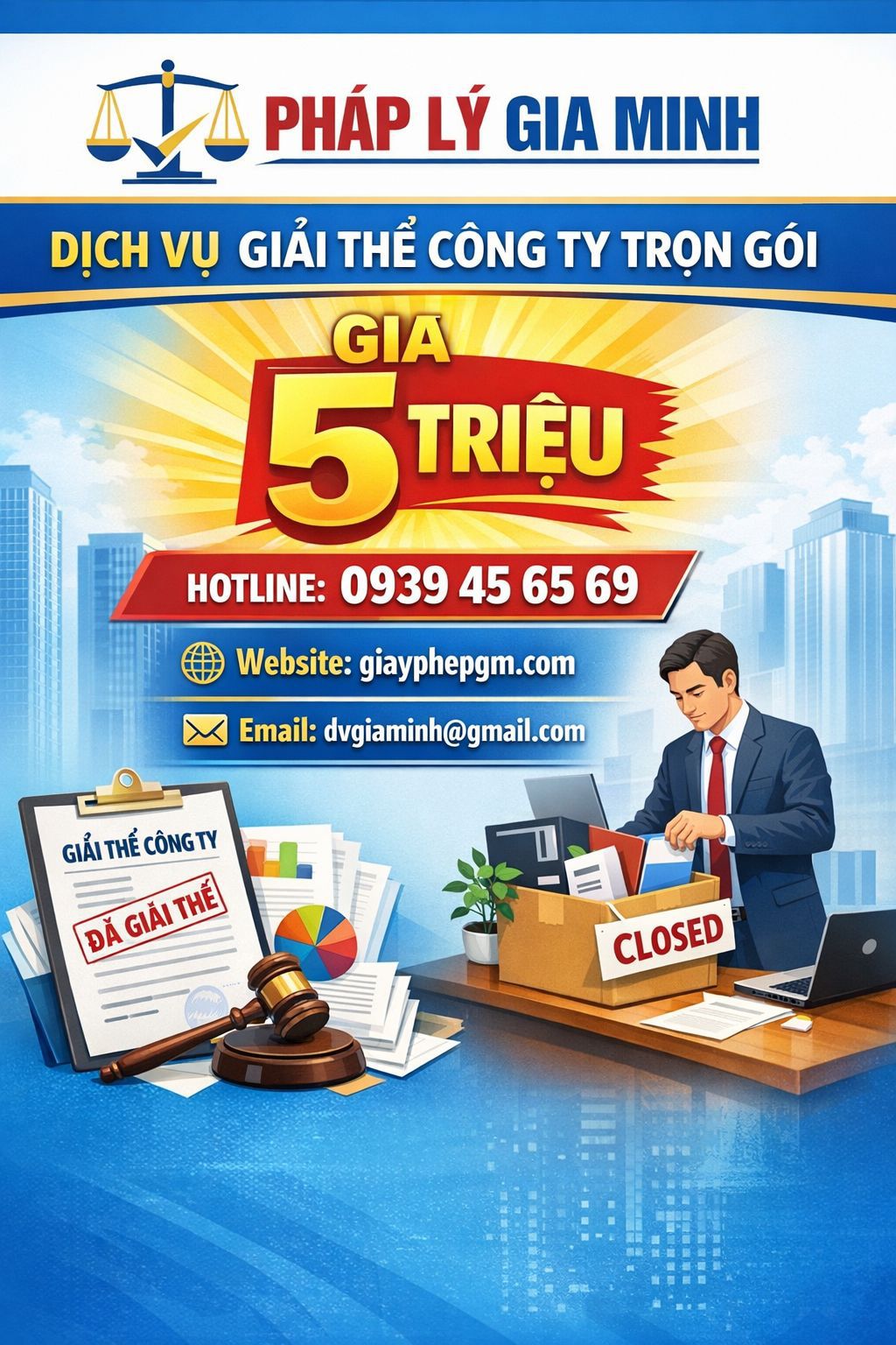 Chi phí dịch vụ giải thể công ty trọn gói tại Đà Nẵng

