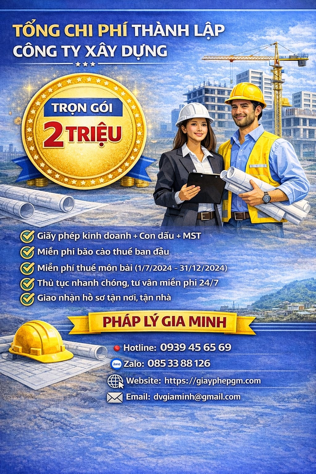 Chi phí mở công ty xây dựng dân dụng tại Thái Nguyên