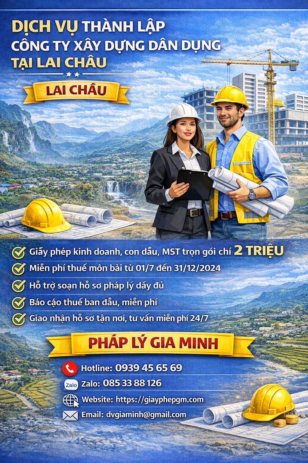 Giấy phép công ty xây dựng dân dụng tại Lai Châu