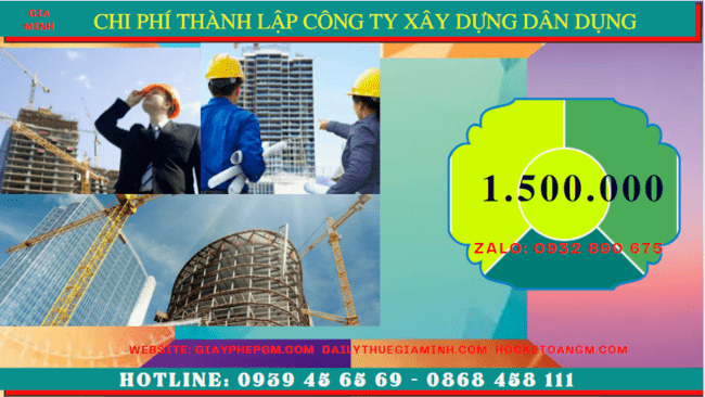 Chi phí thành lập công ty xây dựng dân dụng tại Bà Rịa Vũng Tàu