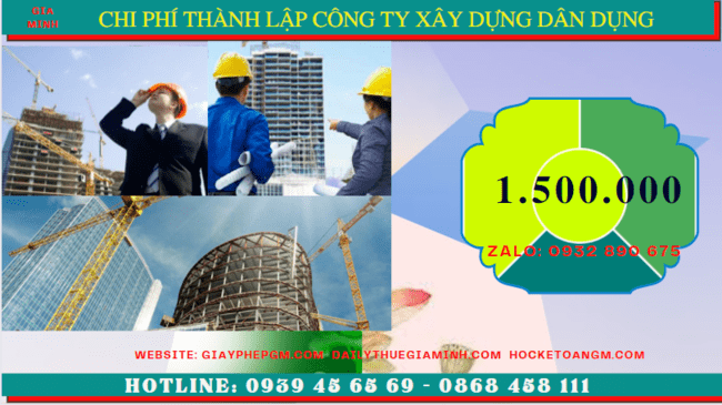 Chi phí thành lập công ty xây dựng dân dụng tại Bắc Giang