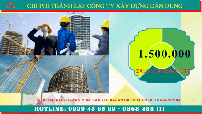 Chi phí thành lập công ty xây dựng dân dụng tại Gia Lai