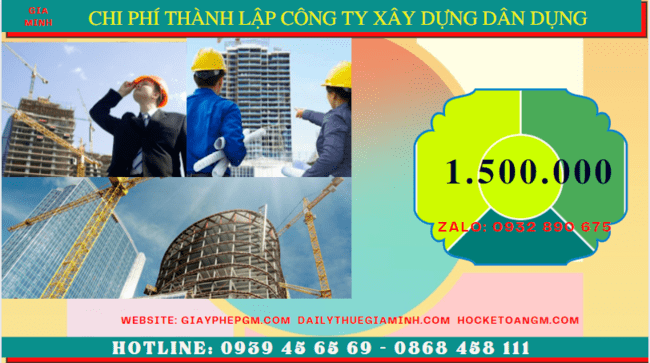 Chi phí thành lập công ty xây dựng dân dụng tại Hà Giang