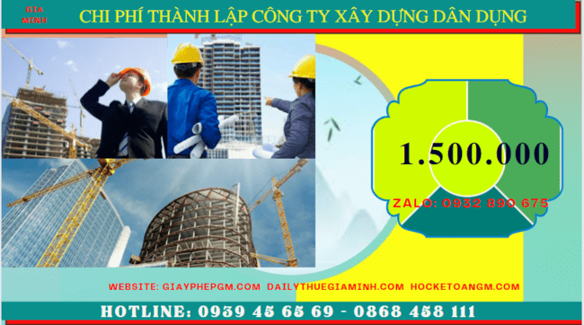 Chi phí thành lập công ty xây dựng dân dụng tại Hải Dương