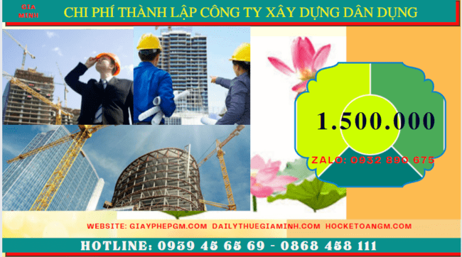 Chi phí thành lập công ty xây dựng dân dụng tại Ninh Bình