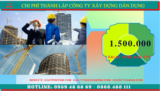Chi phí thành lập công ty xây dựng dân dụng tại Phú Thọ