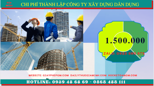 Chi phí thành lập công ty xây dựng dân dụng tại Quảng Bình