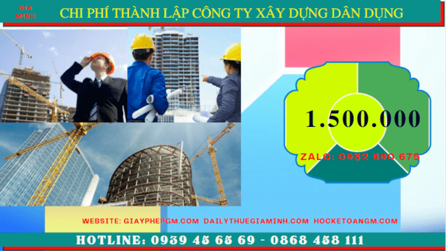 Chi phí thành lập công ty xây dựng dân dụng tại Sơn La