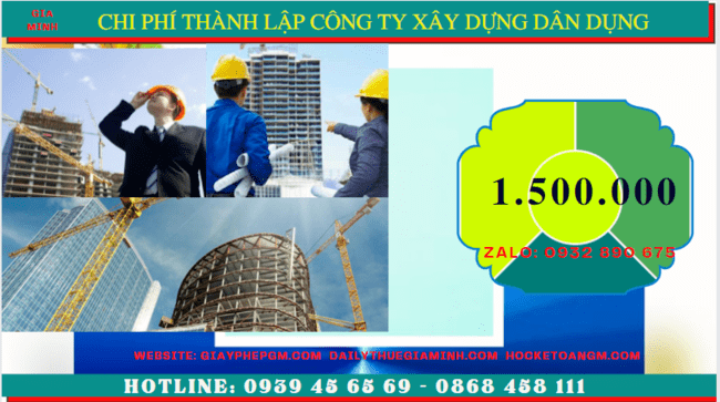 Chi phí thành lập công ty xây dựng dân dụng tại Tây Ninh