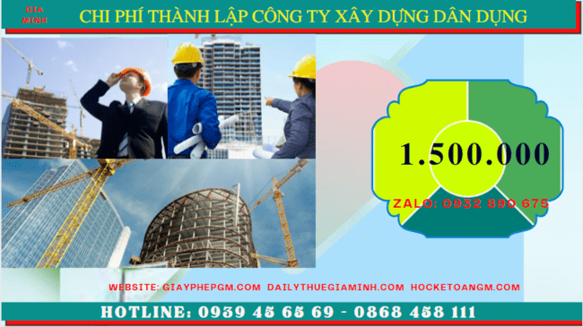 Chi phí thành lập công ty xây dựng dân dụng tại Thái Bình