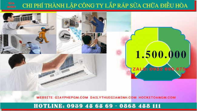 Chi phí thành lập doanh nghiệp lắp ráp sửa chữa điều hòa tại Tiền Giang