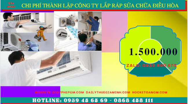 Chi phí thành lập doanh nghiệp lắp ráp sửa chữa điều hòa tại Ninh Kiều