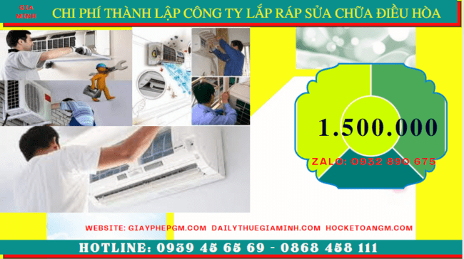 Thành lập công ty lắp ráp sửa chữa điều hòa tại thành phố châu đốc 5 Chi phí thành lập doanh nghiệp lắp ráp sửa chữa điều hòa tại Thành phố Châu Đốc