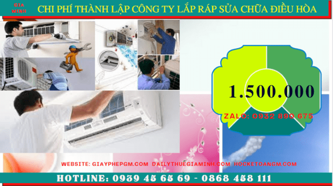 Chi phí thành lập doanh nghiệp lắp ráp sửa chữa điều hòa tại Yên Bái