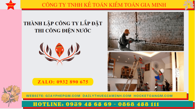 Đăng ký kinh doanh lĩnh vực lắp đặt thi công điện nước