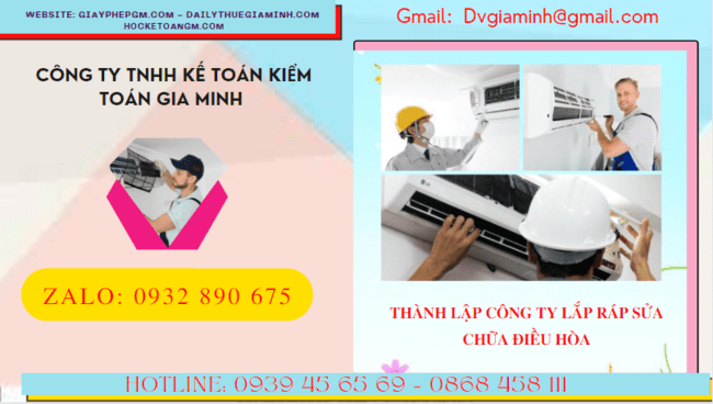 Thành lập công ty lắp ráp sửa chữa điều hòa tại thành phố châu đốc 6 Đăng ký thành lập doanh nghiệp lắp ráp sửa chữa điều hòa tại Thành phố Châu Đốc