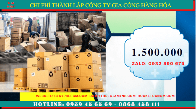 Thành lập công ty gia công hàng hóa tốn bao nhiêu tiền
