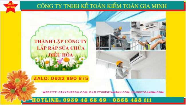 Thành lập doanh nghiệp lắp ráp sửa chữa điều hòa 
