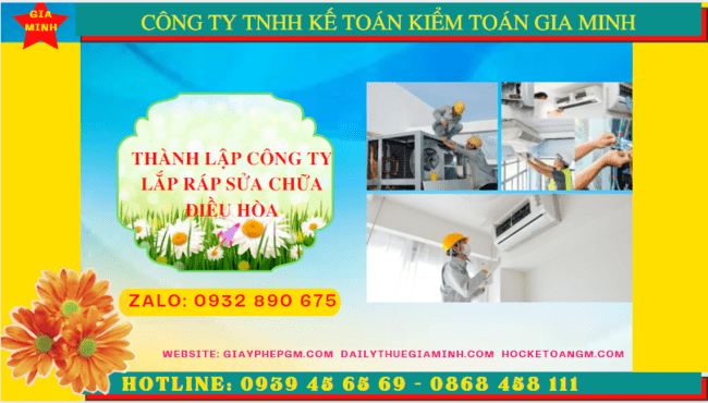 Thành lập doanh nghiệp lắp ráp sửa chữa điều hòa tại Tiền Giang