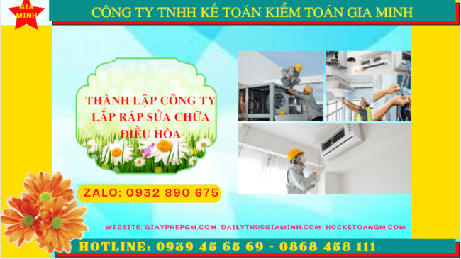 Thành lập doanh nghiệp lắp ráp sửa chữa điều hòa tại Vĩnh Long