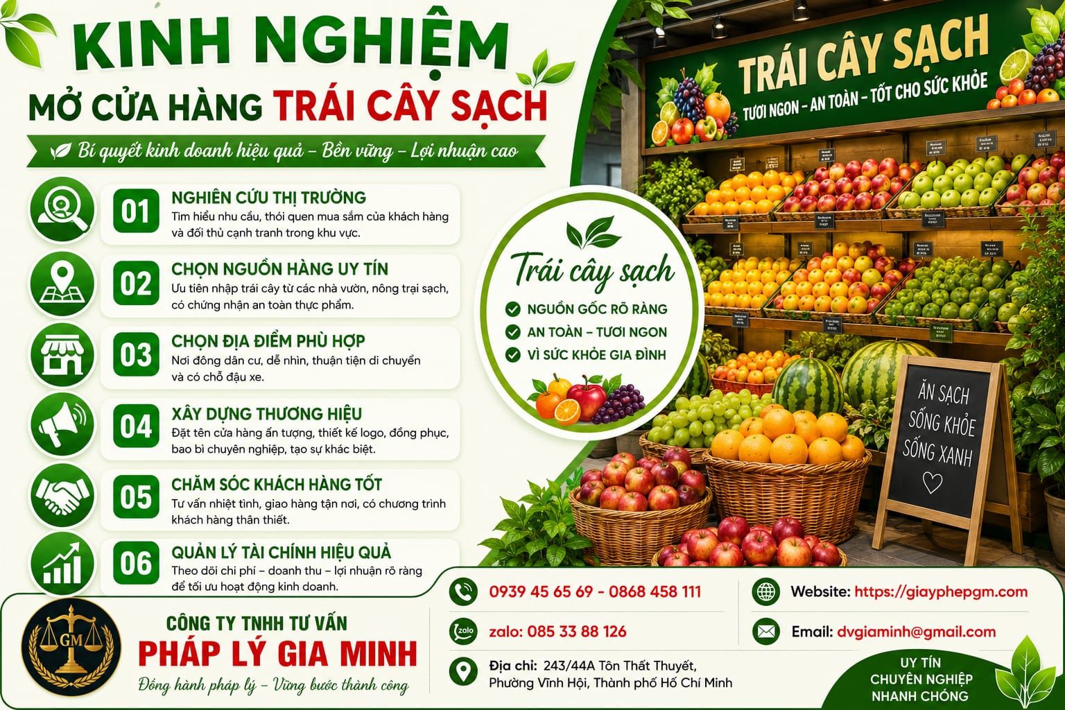 Mở cửa hàng trái cây sạch – Hướng dẫn kinh doanh hiệu quả và đúng pháp lý 16 Kinh nghiệm mở cửa hàng trái cây sạch