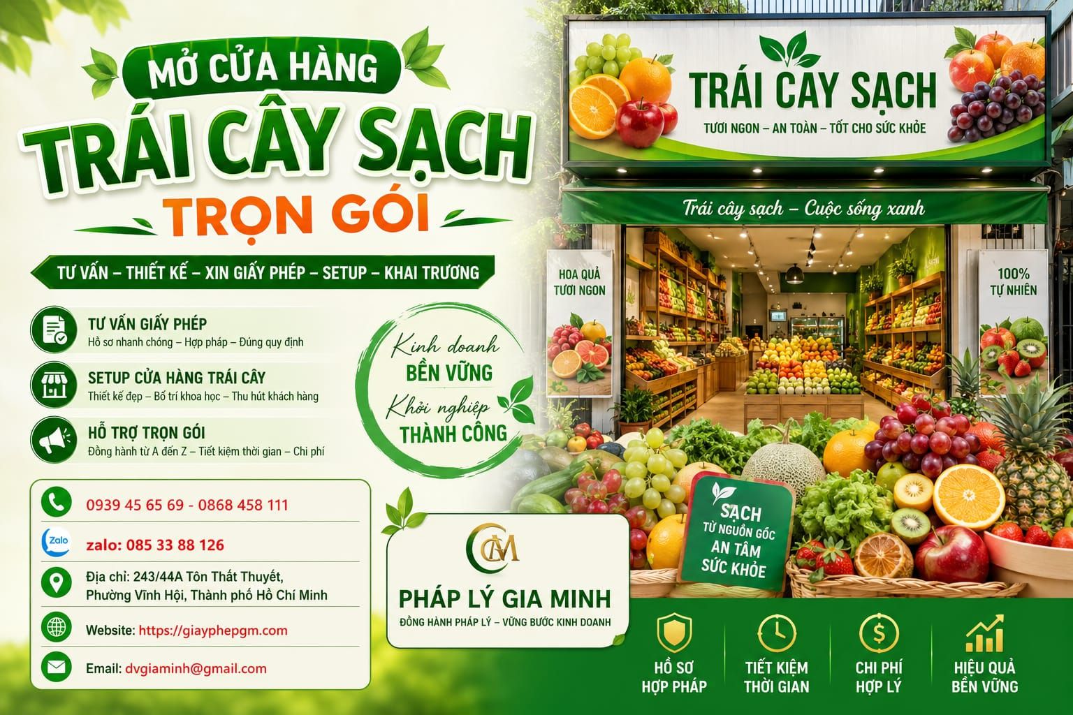Mở cửa hàng trái cây sạch – Hướng dẫn kinh doanh hiệu quả và đúng pháp lý 11 Mở cửa hàng trái cây sạch trọn gói