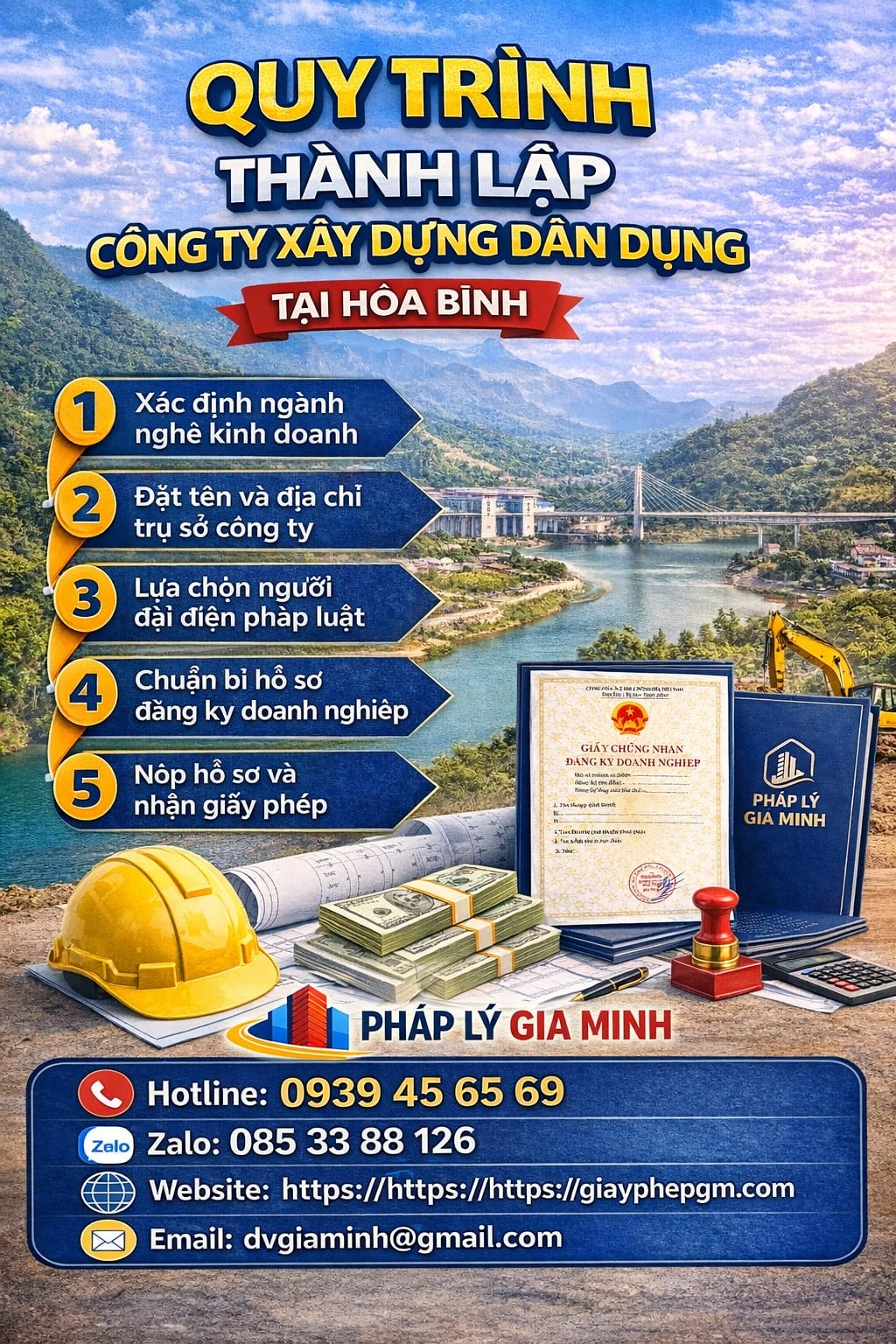 Quy trình thành lập công ty xây dựng dân dụng tại Hòa Bình