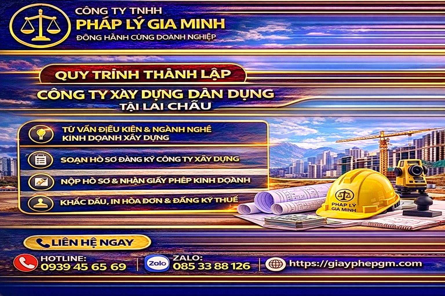 Quy trình thành lập công ty xây dựng dân dụng tại Lai Châu