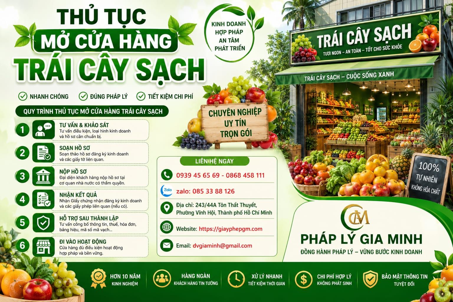 Mở cửa hàng trái cây sạch – Hướng dẫn kinh doanh hiệu quả và đúng pháp lý 14 Thủ tục mở cửa hàng trái cây sạch