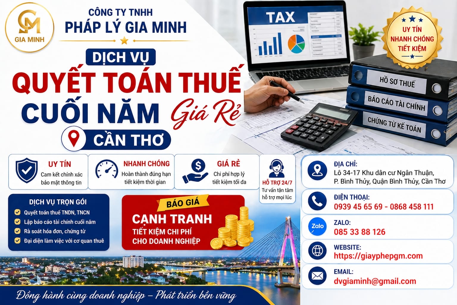 Thành lập công ty và kế toán cho doanh nghiệp mới Cần Thơ