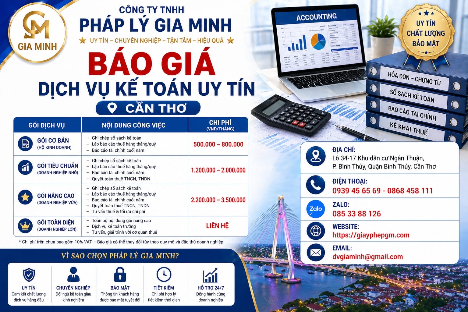 Dịch vụ thành lập công ty kết hợp kế toán tại Cần Thơ