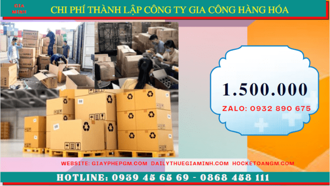 Chi phí thành lập công ty gia công hàng hóa tại Bắc Kạn