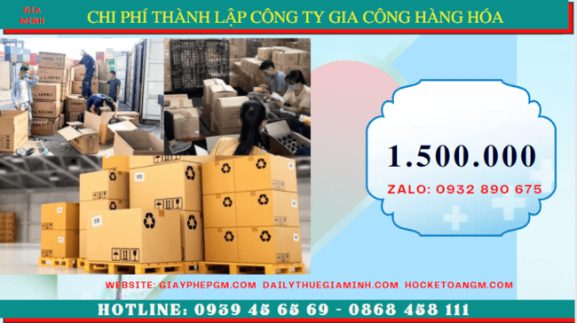 Chi phí thành lập công ty gia công hàng hóa tại Bình Thuận