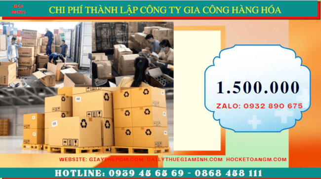 THÀNH LẬP CÔNG TY GIA CÔNG HÀNG HÓA TẠI VĨNH PHÚC 13 Chi phí thành lập công ty gia công hàng hóa tại Vĩnh Phúc
