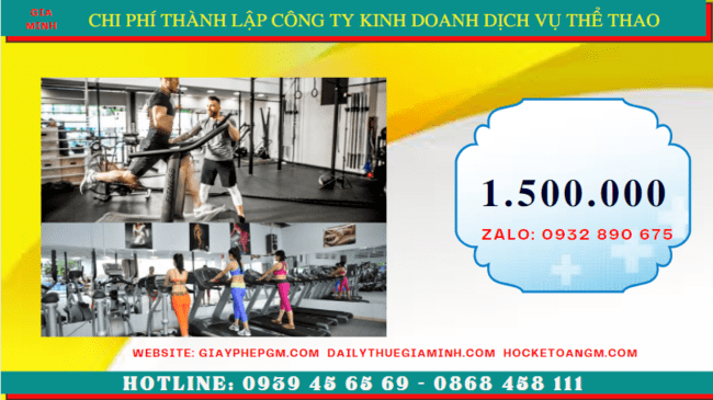 Chi phí thành lập công ty kinh doanh dịch vụ thể thao tại Bắc Giang