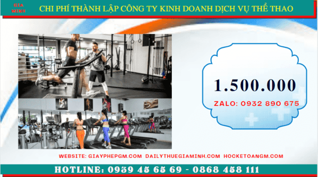 Chi phí thành lập công ty kinh doanh dịch vụ thể thao tại Bạc Liêu