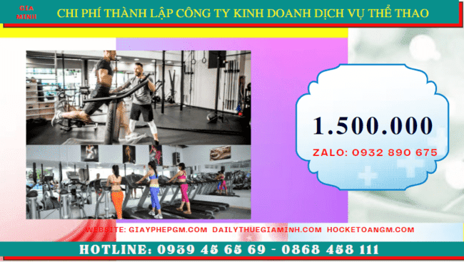 Chi phí thành lập công ty kinh doanh dịch vụ thể thao tại Đồng Tháp