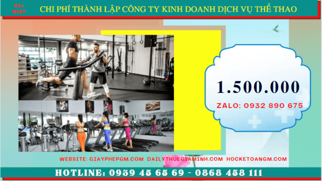 Chi phí thành lập công ty kinh doanh dịch vụ thể thao tại Phú Thọ