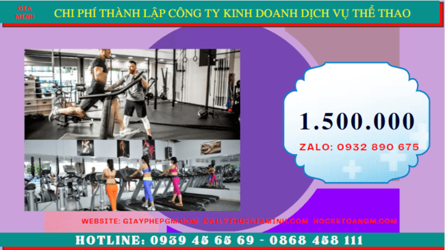 Chi phí thành lập công ty kinh doanh dịch vụ thể thao tại Vĩnh Phúc
