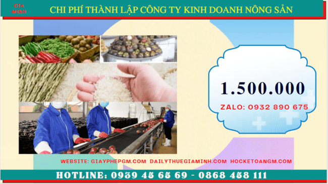Chi phí thành lập công ty kinh doanh nông sản tại An Giang