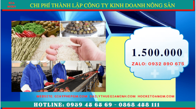 THÀNH LẬP CÔNG TY KINH DOANH NÔNG SẢN TẠI LẠNG SƠN 12 Chi phí thành lập công ty kinh doanh nông sản Lạng Sơn
