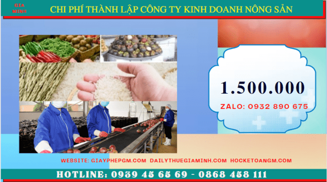 Chi phí thành lập công ty kinh doanh nông sản Lào Cai