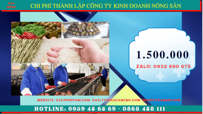 THÀNH LẬP CÔNG TY KINH DOANH NÔNG SẢN TẠI LONG AN 6 Chi phí thành lập công ty kinh doanh nông sản Long An