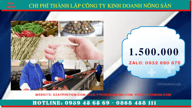 THÀNH LẬP CÔNG TY KINH DOANH NÔNG SẢN TẠI NHA TRANG 12 Chi phí thành lập công ty kinh doanh nông sản Nha Trang