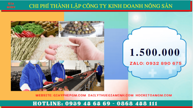 Chi phí thành lập công ty kinh doanh nông sản Phú Quốc